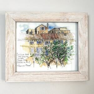 Original Signed 2014 Watercolor Painting Excelsior Hotel Siena Italy by Russeu P